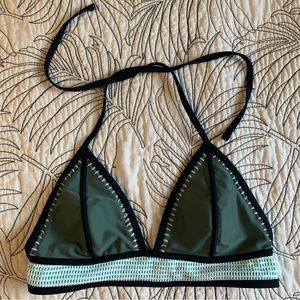 Green and Black String Bikini Top - Size M